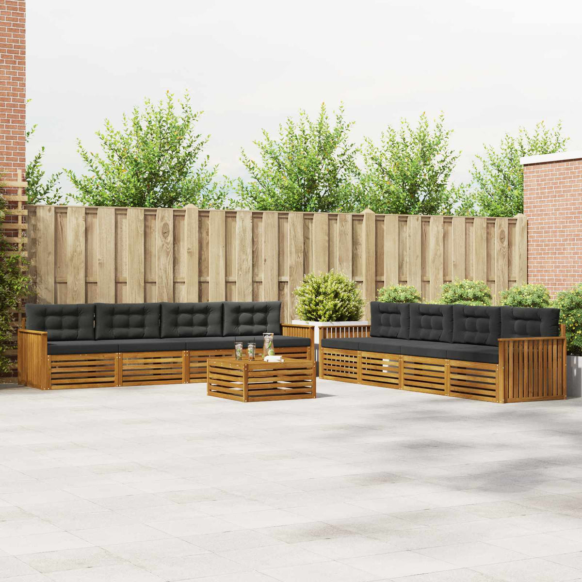 Buiten bankenset met kussen 9 pcs Natuurlijk en Antraciet is nu te koop bij PeponiXL, paradijselijk wonen!