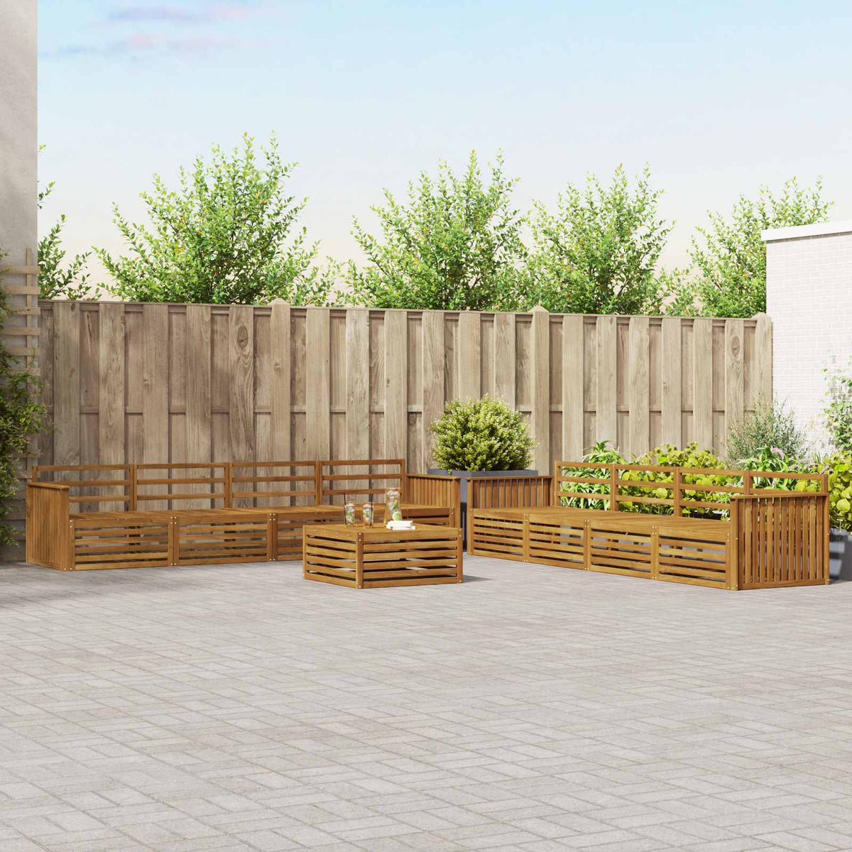 Buiten bankenset 9 pcs Naturel Massief Acaciahout is nu te koop bij PeponiXL, paradijselijk wonen!