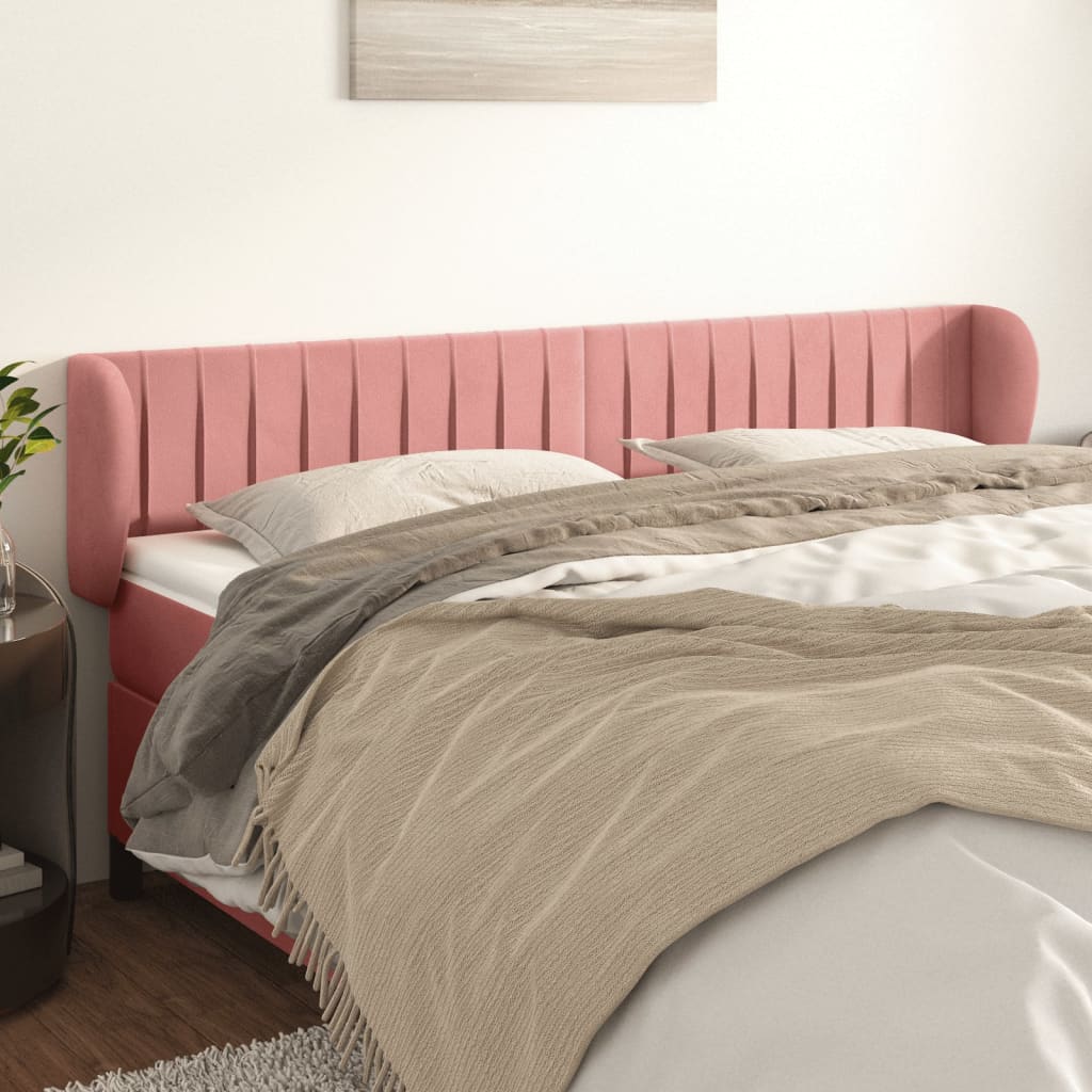 Hoofdbord met randen 203x23x78/88 cm fluweel roze is nu te koop bij PeponiXL, paradijselijk wonen!