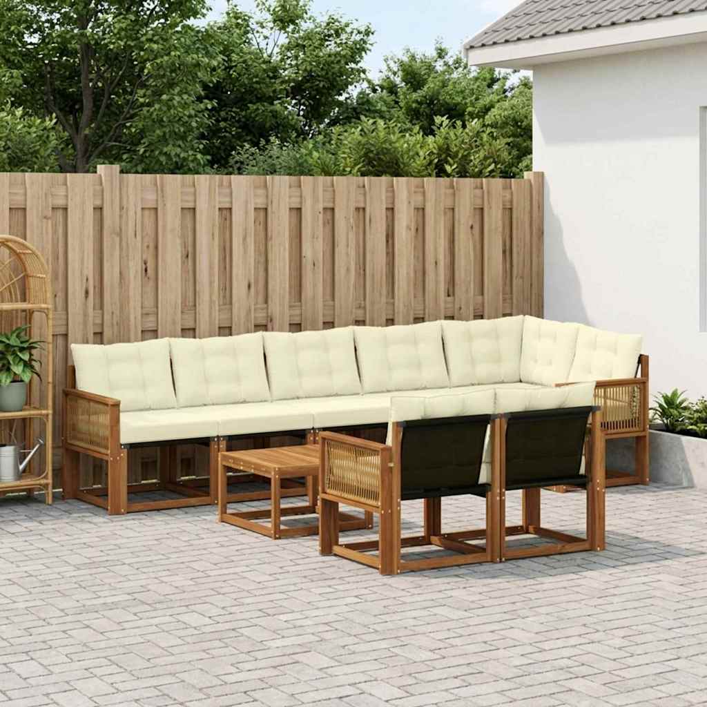 Buiten bankenset met kussen 9 pcs Natuurlijk en Crème is nu te koop bij PeponiXL, paradijselijk wonen!