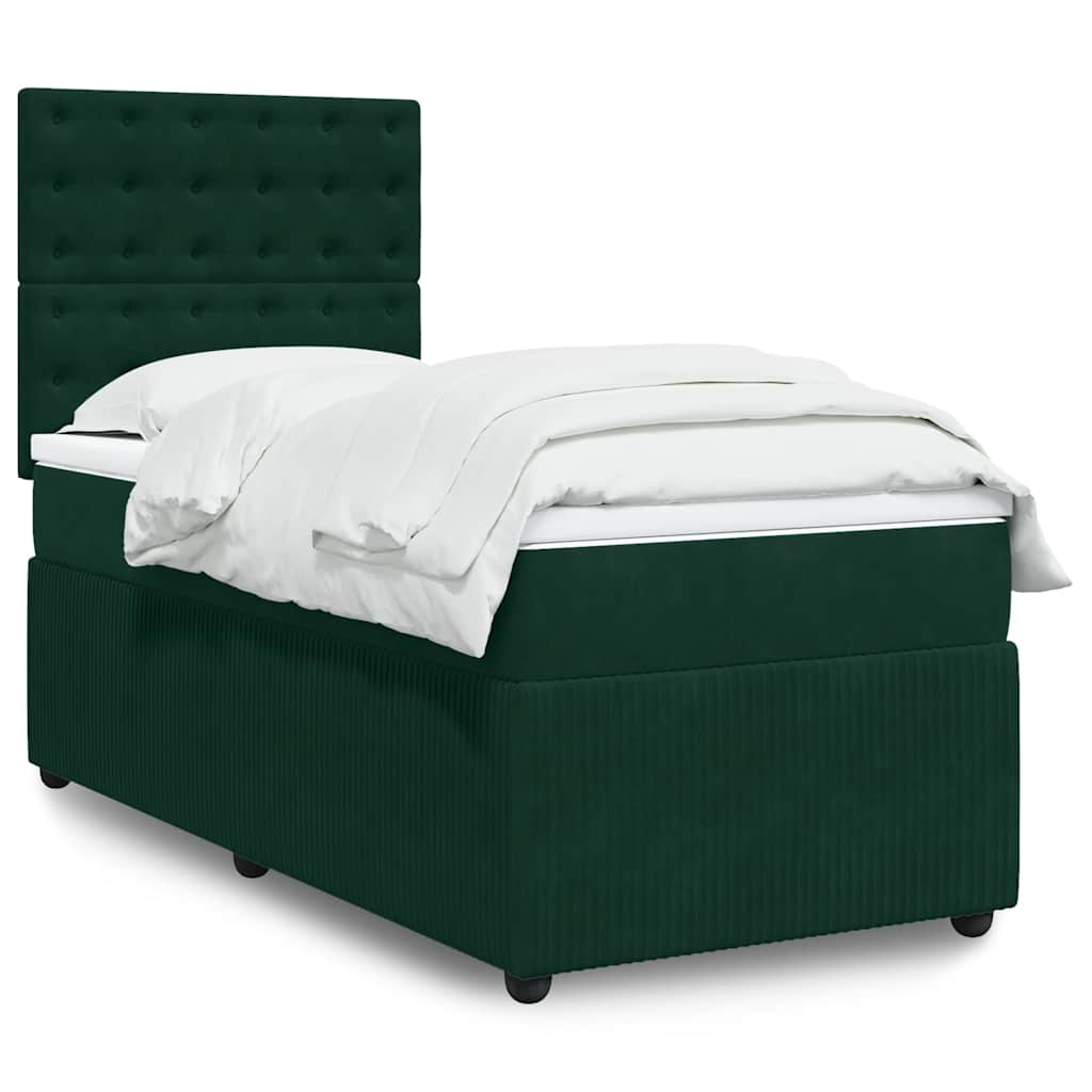 Boxspring met matras fluweel donkergroen 100x200 cm is nu te koop bij PeponiXL, paradijselijk wonen!