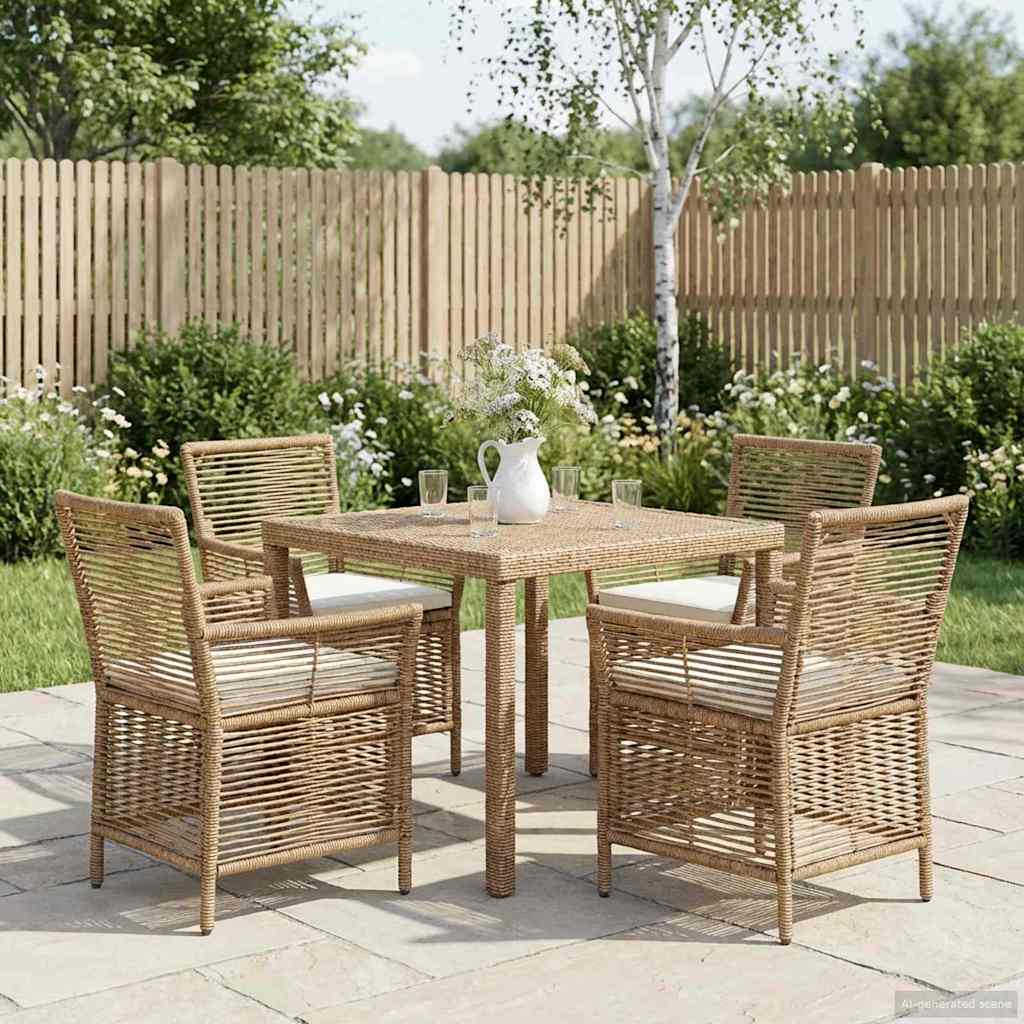 Buitenstoel met kussen 4 pcs Beige en Crème poly rattan is nu te koop bij PeponiXL, paradijselijk wonen!