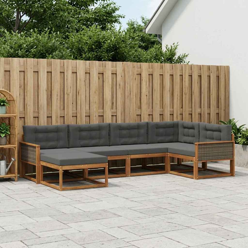 Buiten bankenset met kussen 6 pcs Natuurlijk en Antraciet is nu te koop bij PeponiXL, paradijselijk wonen!