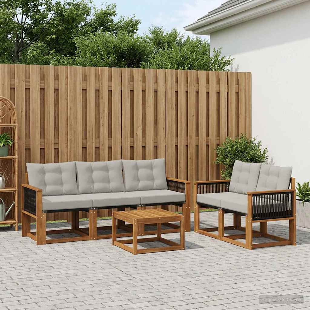 Buiten bankenset met kussen 6 pcs Naturel en lichtgrijs is nu te koop bij PeponiXL, paradijselijk wonen!