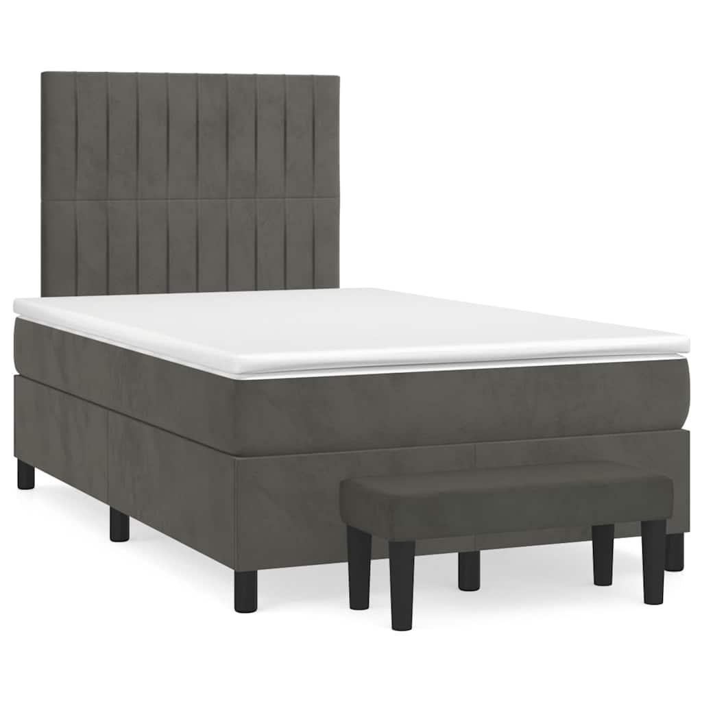 Boxspring met matras fluweel donkergrijs 120x190 cm is nu te koop bij PeponiXL, paradijselijk wonen!