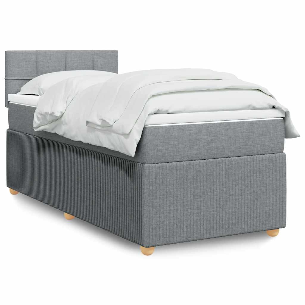 Boxspring met matras stof lichtgrijs 100x200 cm is nu te koop bij PeponiXL, paradijselijk wonen!