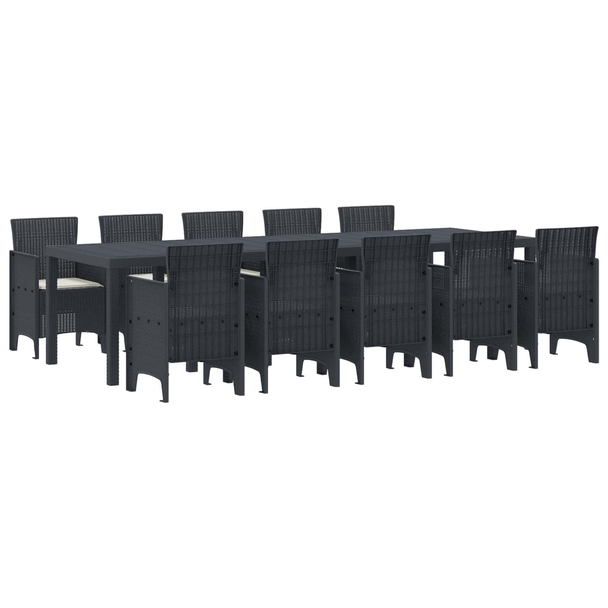 Tuin Eetset 11 pcs Antraciet en Crème Poly rattan en Aluminium is nu te koop bij PeponiXL, paradijselijk wonen!