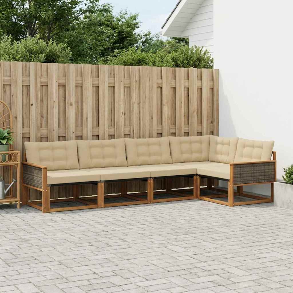 Buiten bankenset met kussen 5 pcs Natuurlijk en Beige is nu te koop bij PeponiXL, paradijselijk wonen!