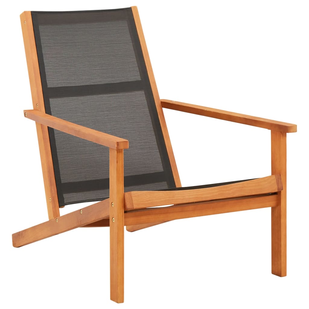 Loungestoel massief eucalyptushout en textileen zwart is nu te koop bij PeponiXL, paradijselijk wonen!