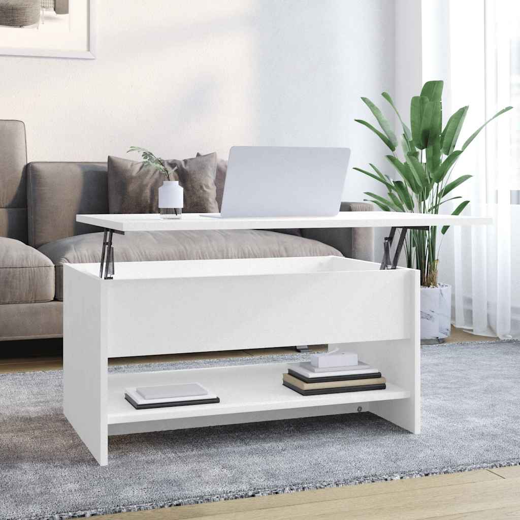 Salontafel 80x50x40 cm bewerkt hout wit is nu te koop bij PeponiXL, paradijselijk wonen!