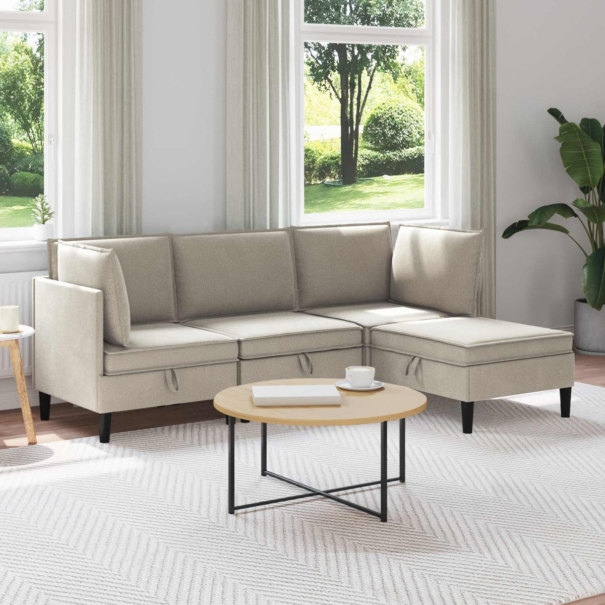 Woonkamer Meubelset 4 pcs Havermout Stof is nu te koop bij PeponiXL, paradijselijk wonen!