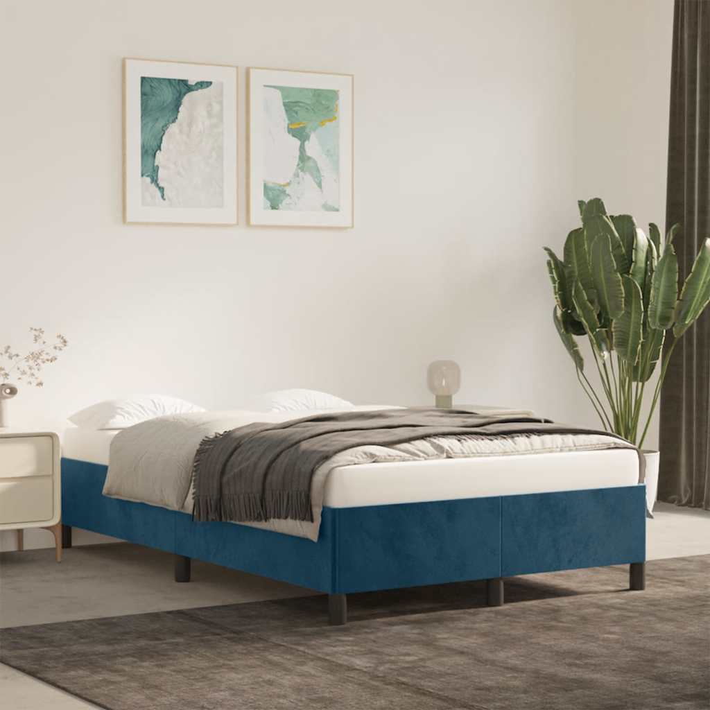 Bedframe zonder matras 120x190 cm fluweel donkerblauw is nu te koop bij PeponiXL, paradijselijk wonen!