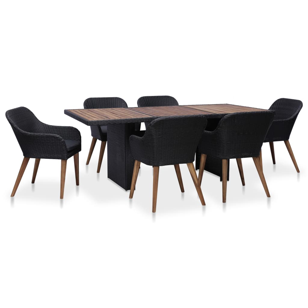 7-delige Tuinset met kussens poly rattan zwart is nu te koop bij PeponiXL, paradijselijk wonen!