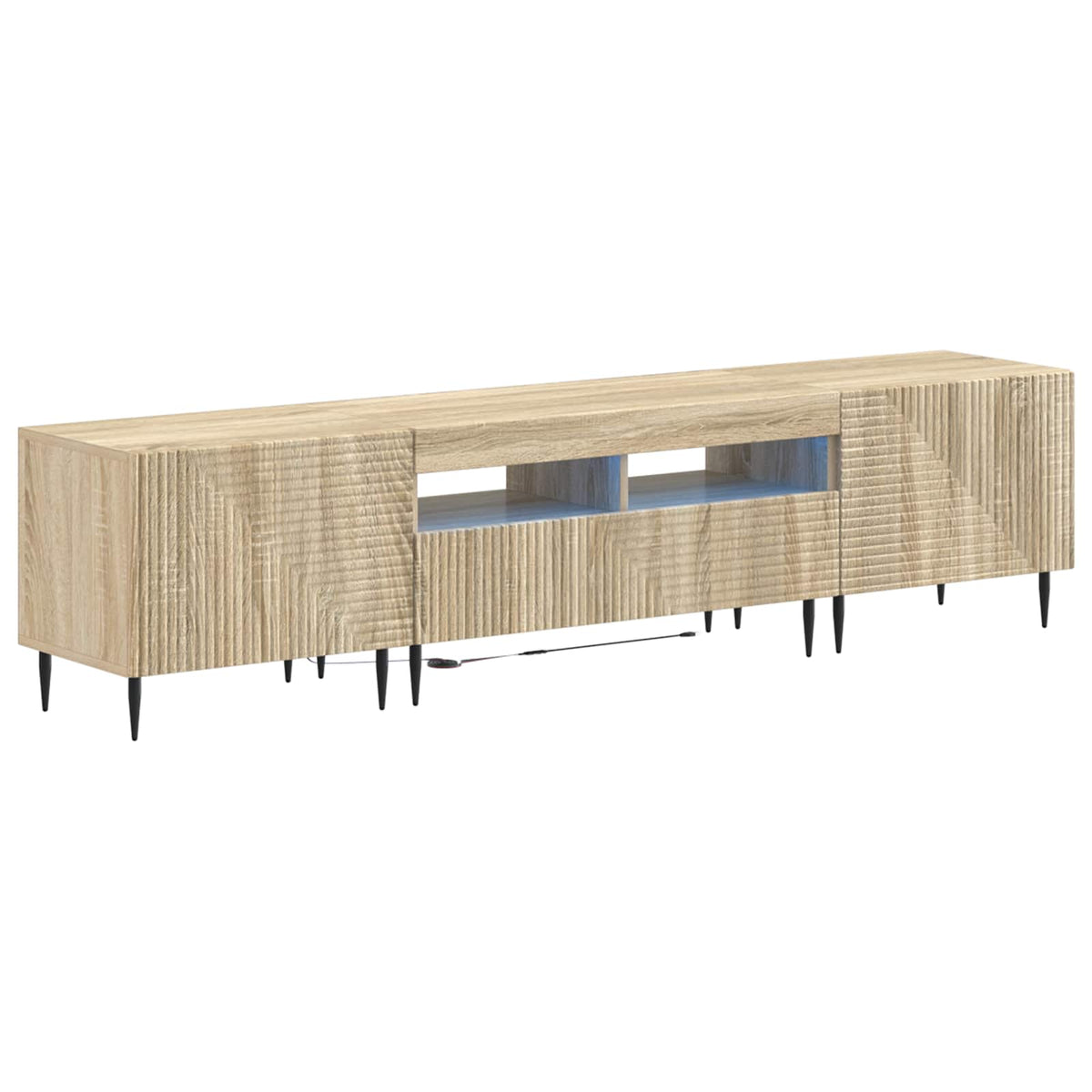 3-delige LED TV-kast Sonoma Eiken Bewerkt hout is nu te koop bij PeponiXL, paradijselijk wonen!