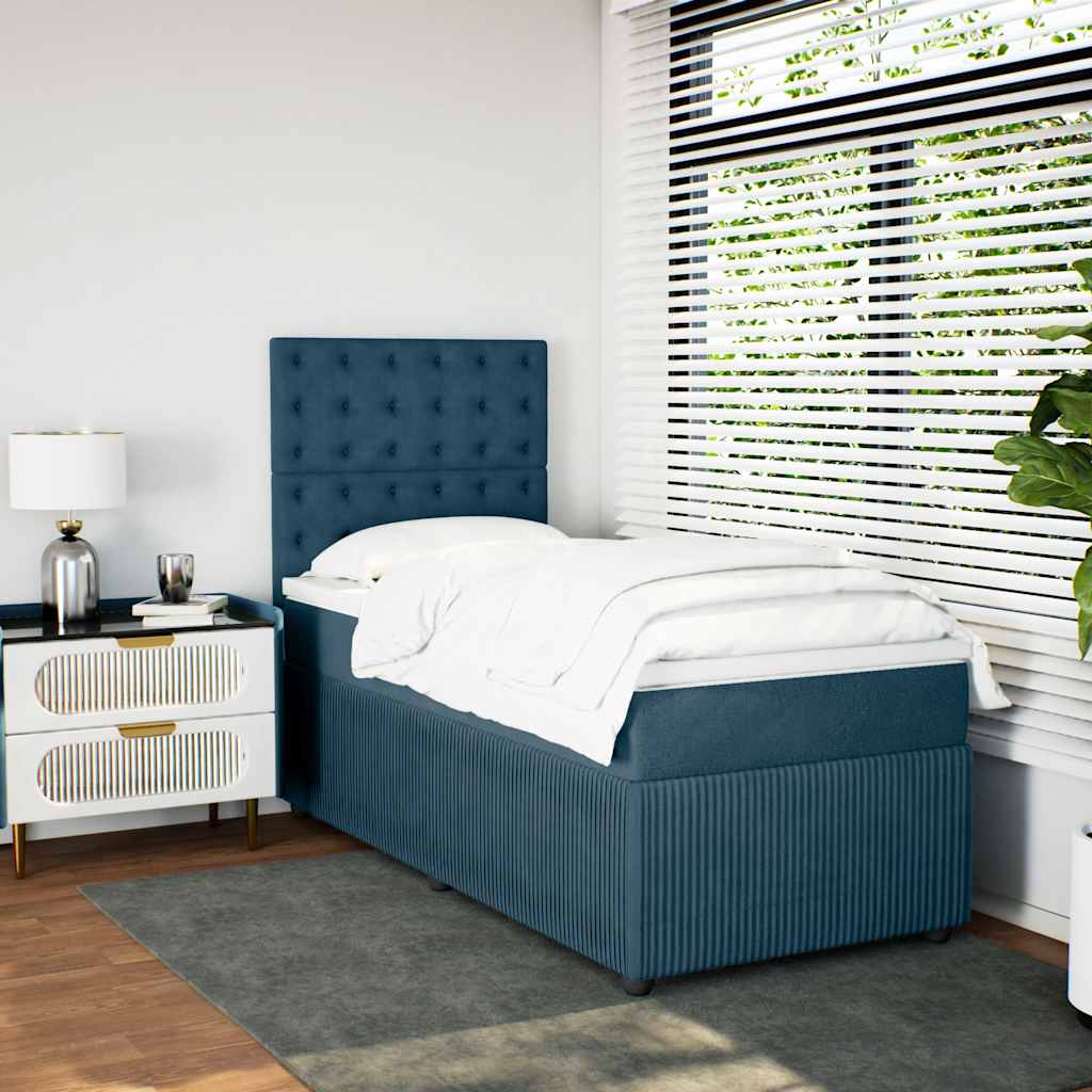 Boxspring met matras fluweel blauw 80x200 cm is nu te koop bij PeponiXL, paradijselijk wonen!
