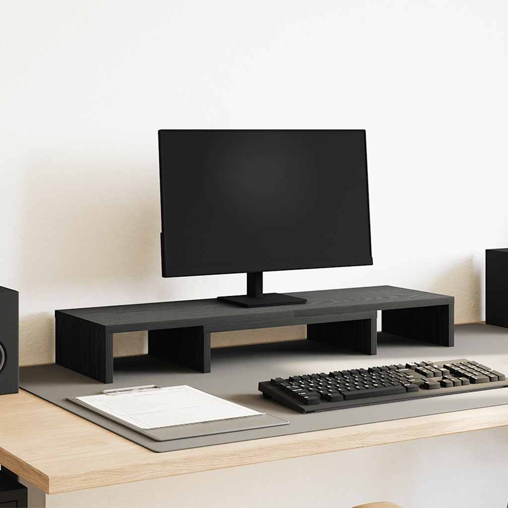 Monitorstandaard Verhoger Verstelbaar Zwart Eiken 80x24x10,5 cm is nu te koop bij PeponiXL, paradijselijk wonen!