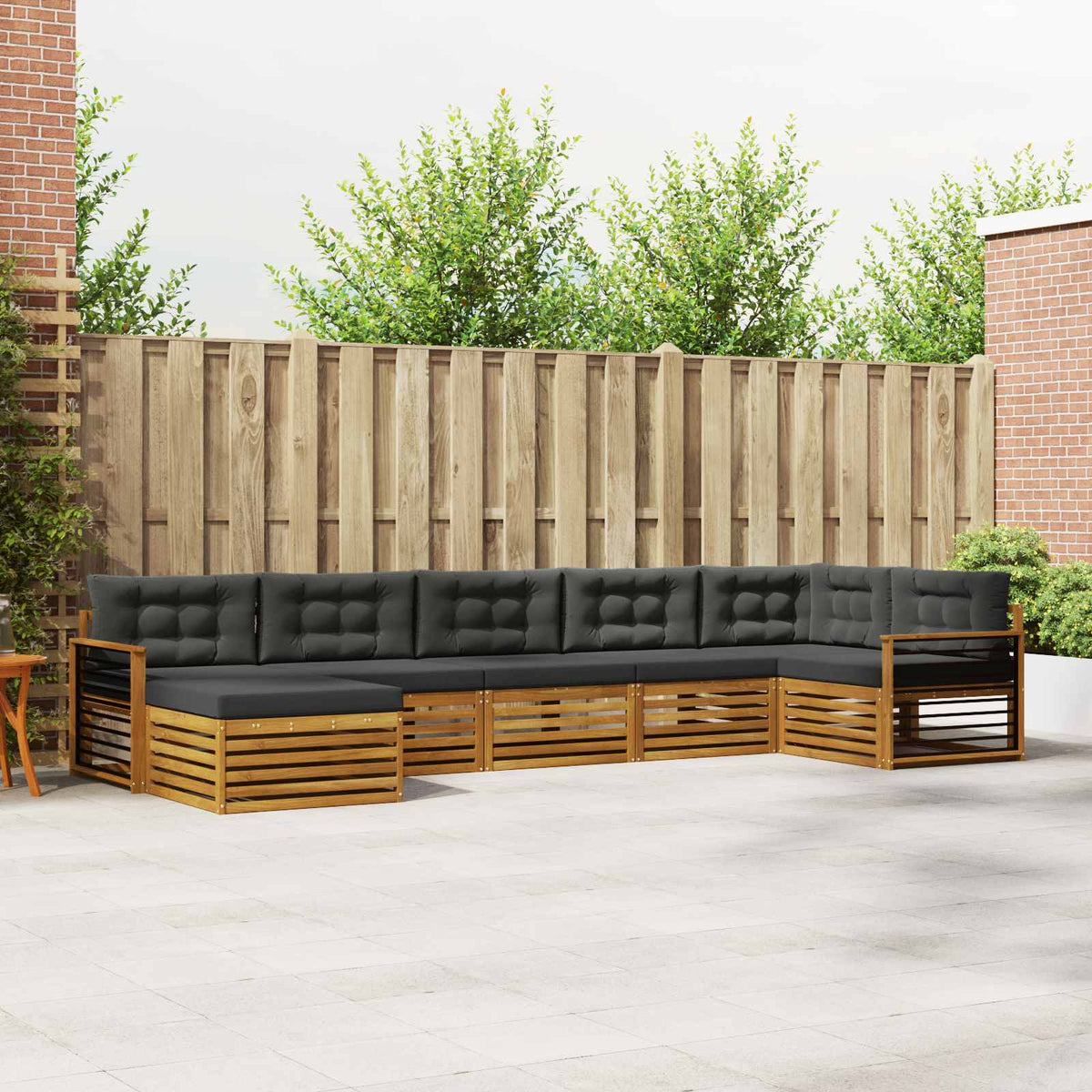 Buiten bankenset met kussen 7 pcs Natuurlijk en Antraciet is nu te koop bij PeponiXL, paradijselijk wonen!