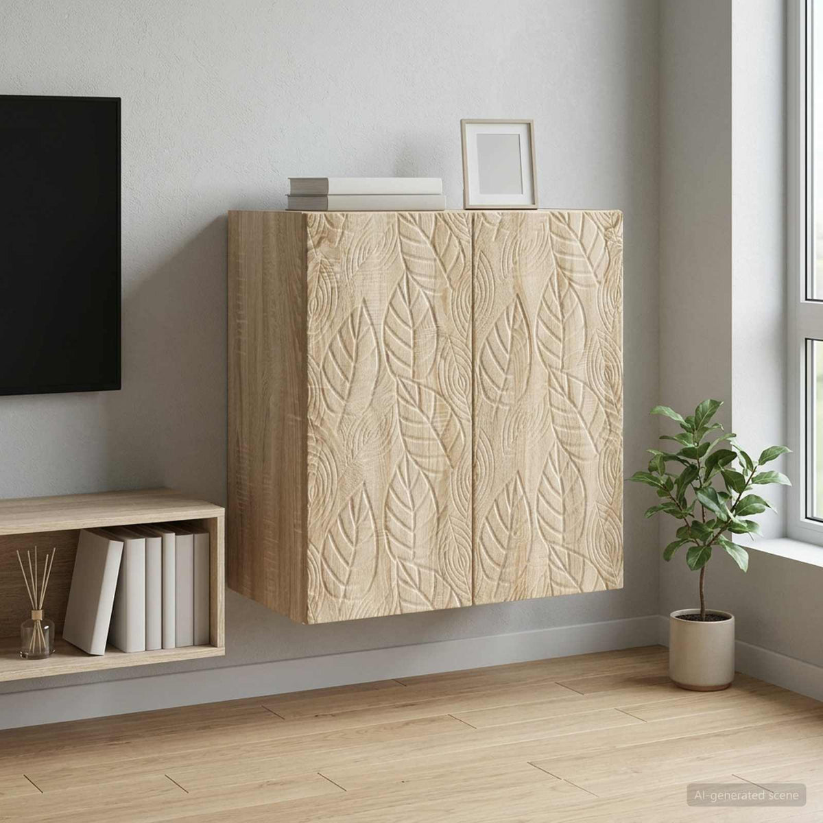 Wandkast Sonoma Eiken 59 x 31 x 60 cm Bewerkt hout is nu te koop bij PeponiXL, paradijselijk wonen!