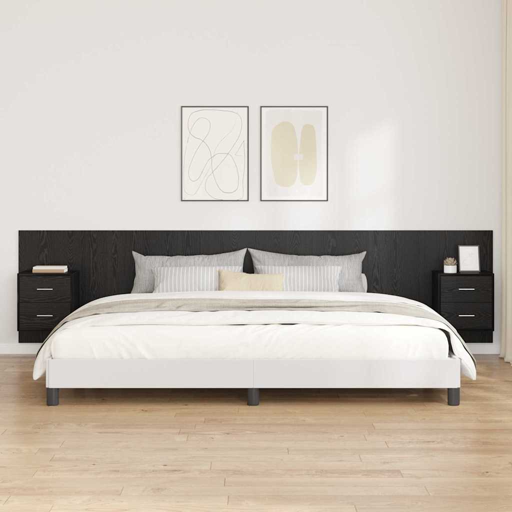 Hoofdbord Met Kast met lade 3 pcs Zwart Eiken Bewerkt hout is nu te koop bij PeponiXL, paradijselijk wonen!