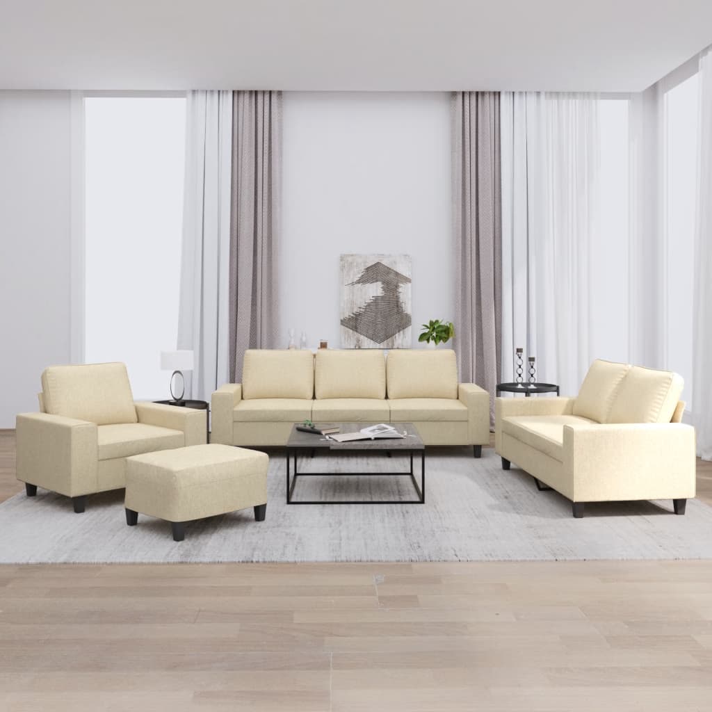 4-delige Loungeset stof crèmekleurig is nu te koop bij PeponiXL, paradijselijk wonen!