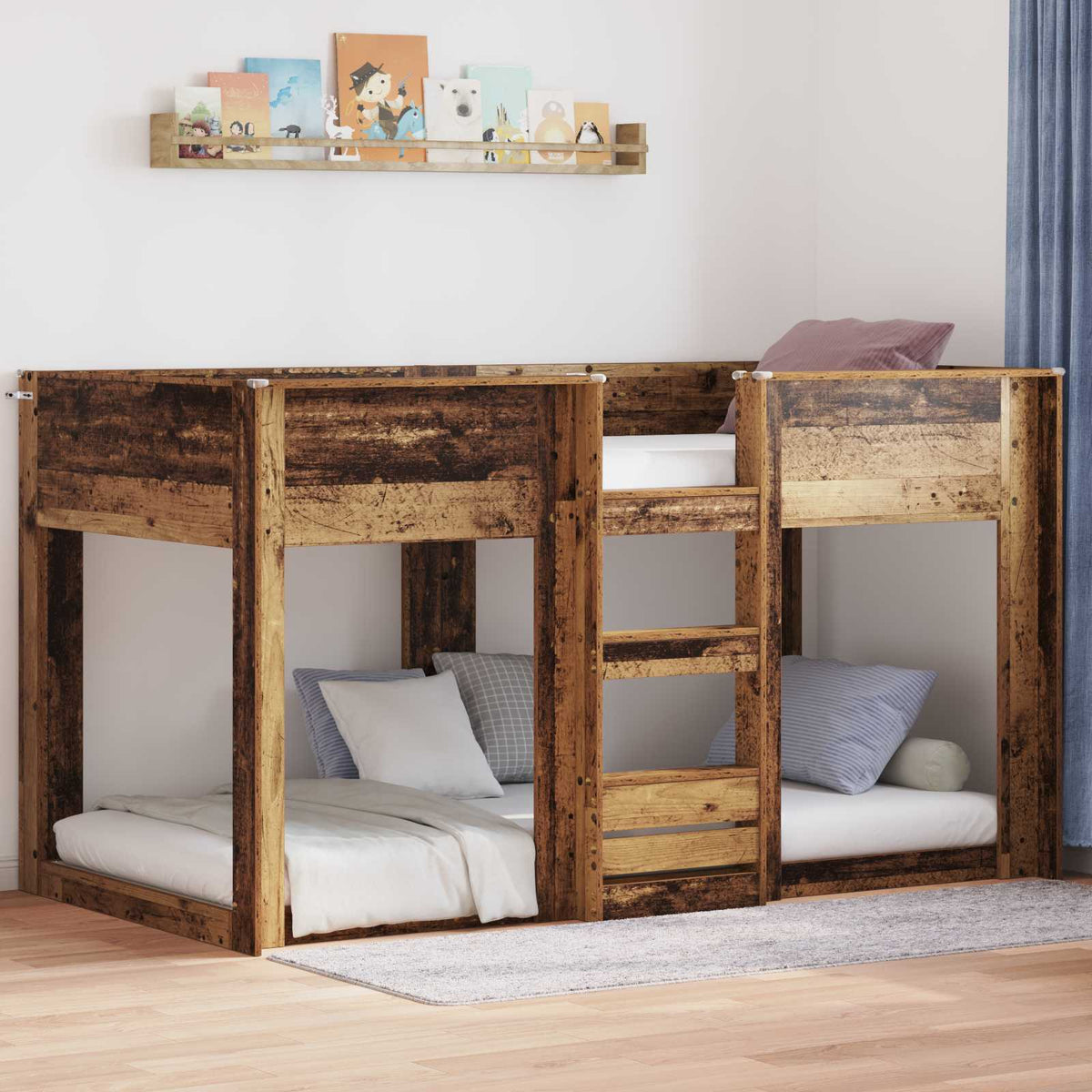 Bunk Bed voor Kinderen Oudhout 80 x 200 cm Bewerkt hout is nu te koop bij PeponiXL, paradijselijk wonen!