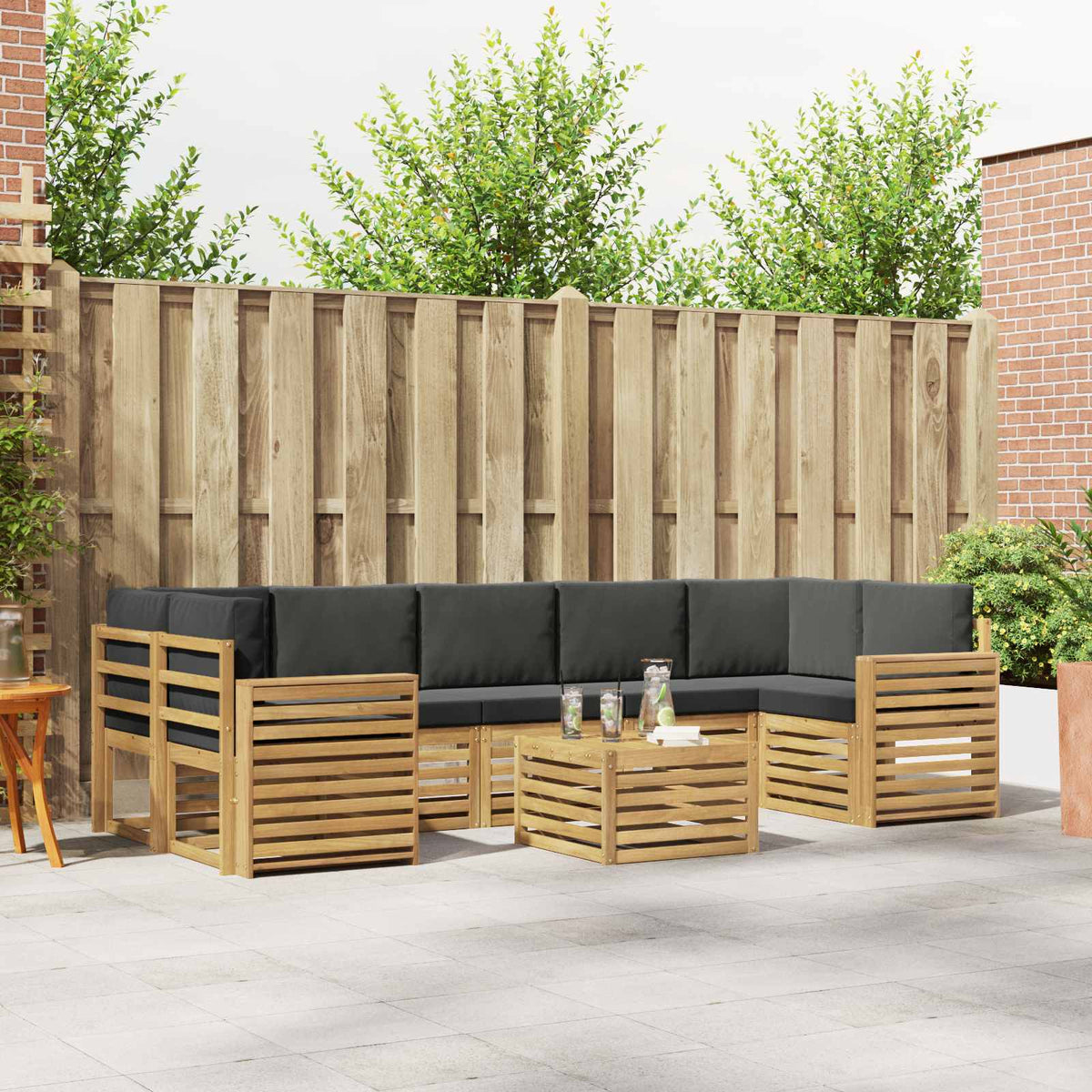 Buiten bankenset 8 pcs Wit en antracietkleurig Polyester is nu te koop bij PeponiXL, paradijselijk wonen!