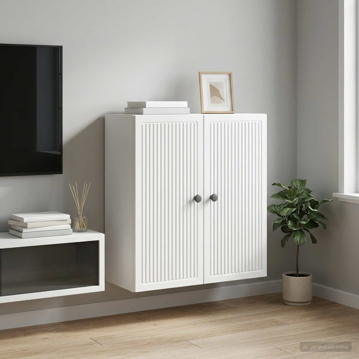 Wandkast Wit 59 x 31 x 60 cm Bewerkt hout is nu te koop bij PeponiXL, paradijselijk wonen!