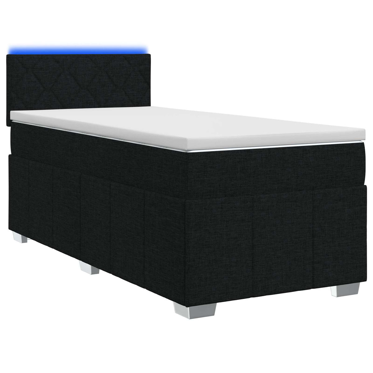 Boxspringbed met matras met hoofdeinde Zwart 90 x 200 cm Stof is nu te koop bij PeponiXL, paradijselijk wonen!