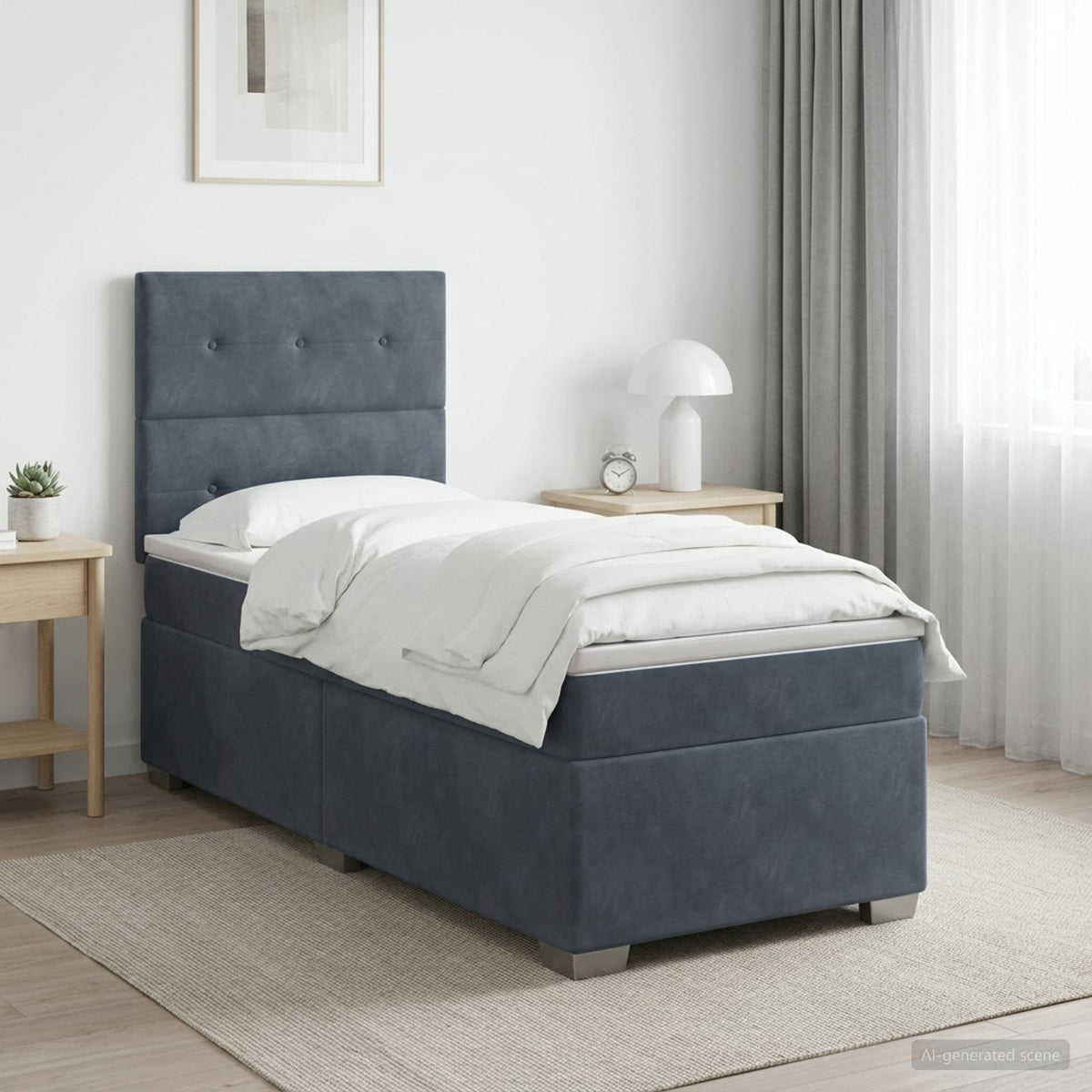 Boxspringbed met matras Donkergrijs Enkel Fluweel is nu te koop bij PeponiXL, paradijselijk wonen!