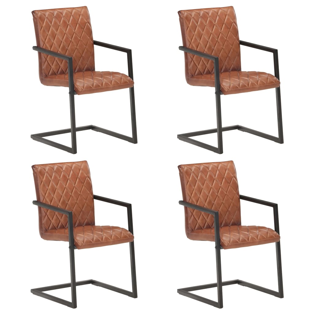 Eetkamerstoelen 4 st echt leer bruin is nu te koop bij PeponiXL, paradijselijk wonen!