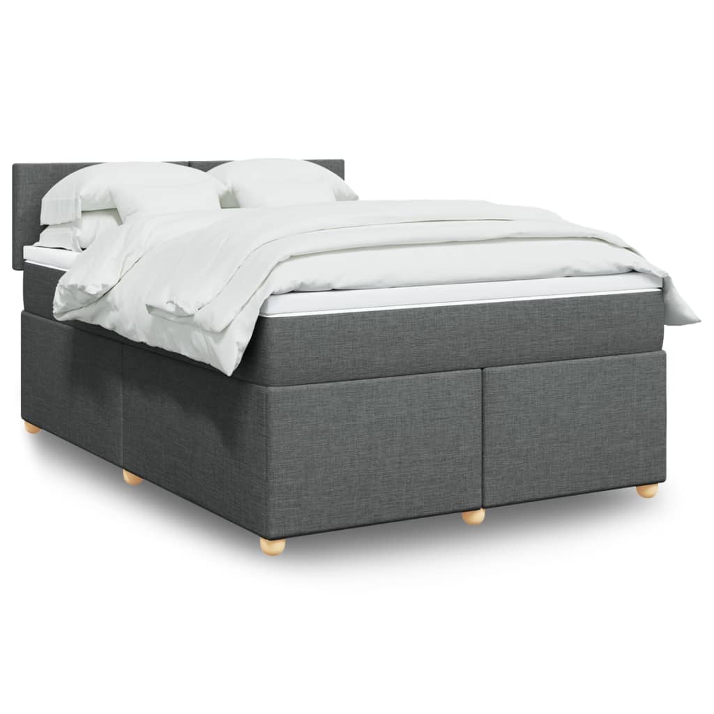 Boxspring met matras stof donkergrijs 140x200 cm is nu te koop bij PeponiXL, paradijselijk wonen!
