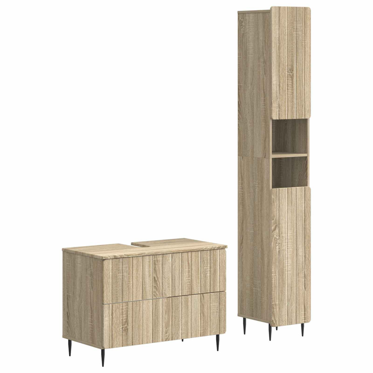 2-delige Badkamerkast Set ZWOLLE Sonoma Eiken Bewerkt hout is nu te koop bij PeponiXL, paradijselijk wonen!