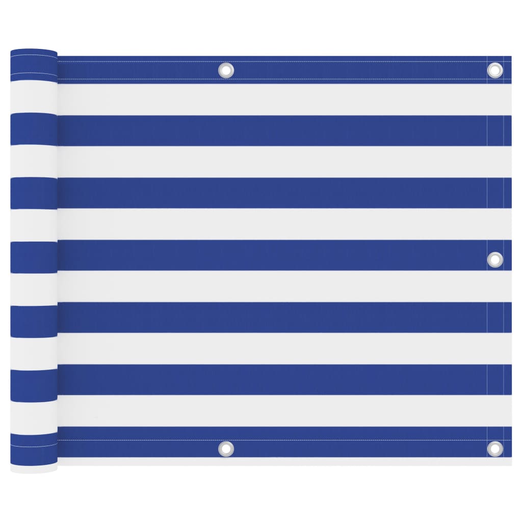Balkonscherm 75x600 cm oxford stof wit en blauw is nu te koop bij PeponiXL, paradijselijk wonen!