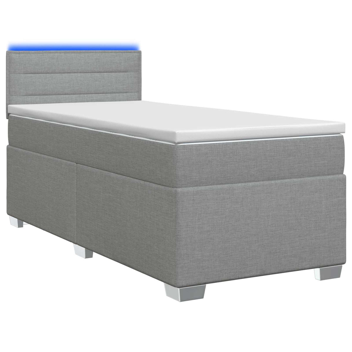Boxspring Bed met Matras en LED Lichtgrijs 80 x 200 cm Stof is nu te koop bij PeponiXL, paradijselijk wonen!