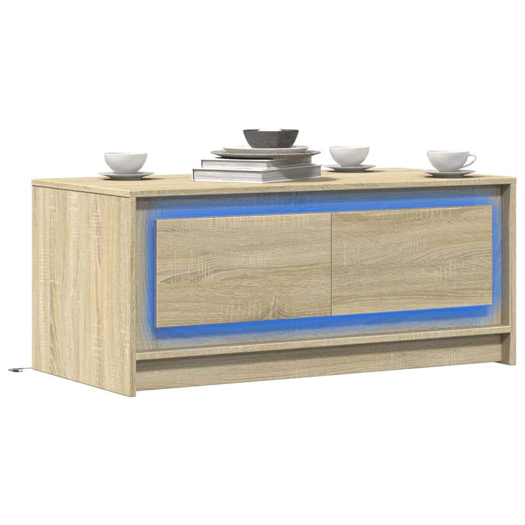 Salontafel met LED-verlichting bewerkt hout sonoma eikenkleurig is nu te koop bij PeponiXL, paradijselijk wonen!