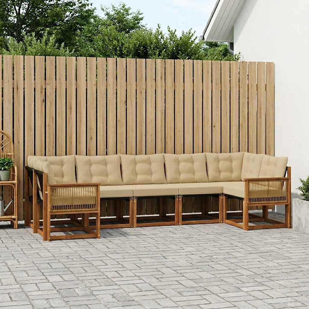 Buiten bankenset met kussen 7 pcs Natuurlijk en Beige is nu te koop bij PeponiXL, paradijselijk wonen!