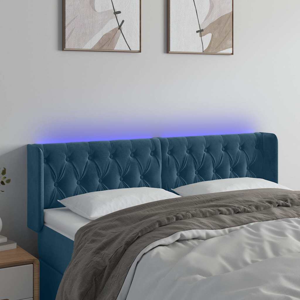 Hoofdbord LED 163x16x78/88 cm fluweel donkerblauw is nu te koop bij PeponiXL, paradijselijk wonen!