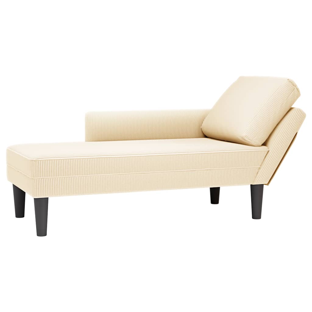 Chaise longue met kussen corduroy stof crèmekleurig is nu te koop bij PeponiXL, paradijselijk wonen!