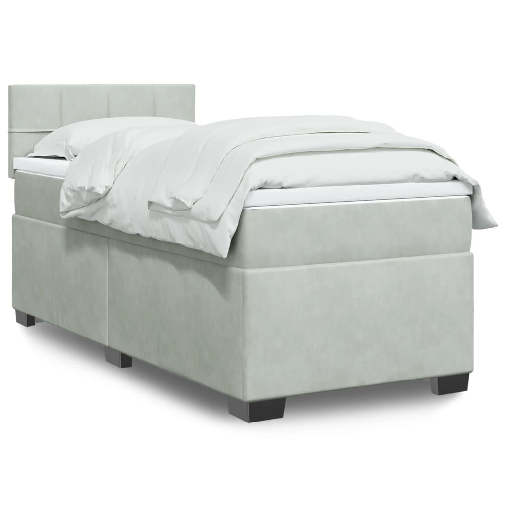Boxspring met matras fluweel lichtgrijs 80x200 cm is nu te koop bij PeponiXL, paradijselijk wonen!
