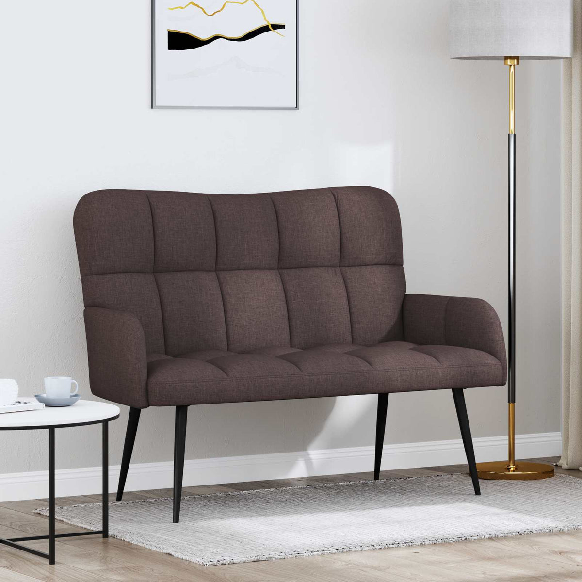 Twee Persoons Sofa Donkerbruin 115 x 61 x 87 cm Stof is nu te koop bij PeponiXL, paradijselijk wonen!