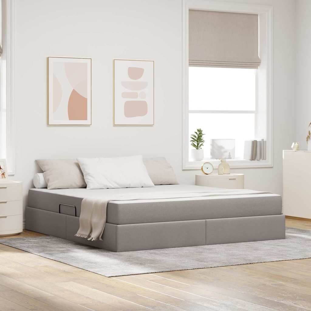 Opbergbed met matras met matras Taupe 160 x 200 cm Polyester is nu te koop bij PeponiXL, paradijselijk wonen!