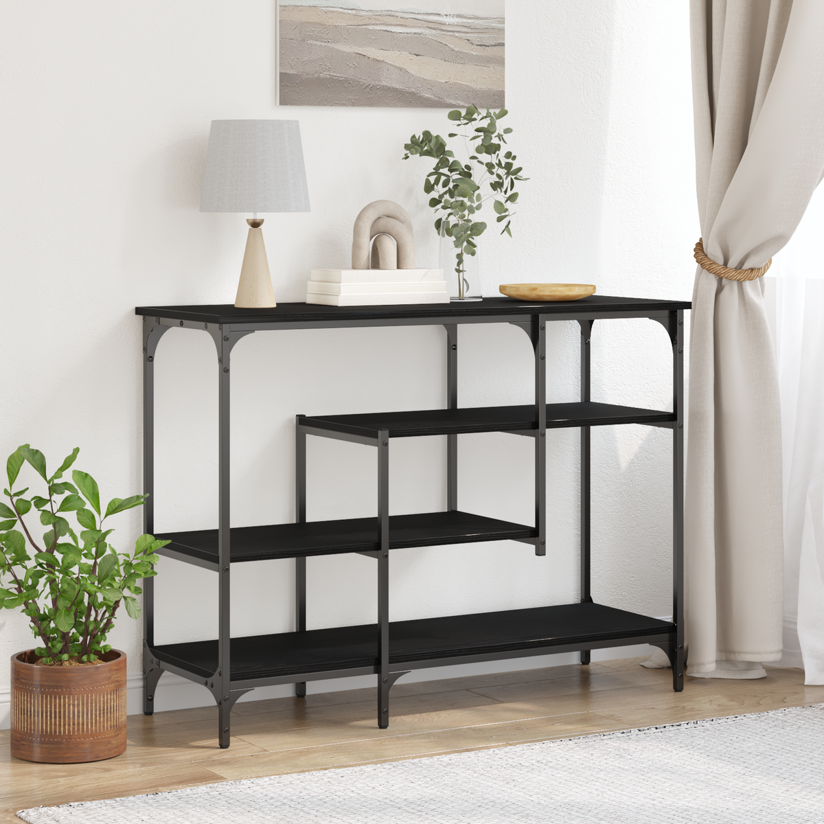 Console Tafel Zwart eiken 100 x 35 x 75 cm is nu te koop bij PeponiXL, paradijselijk wonen!