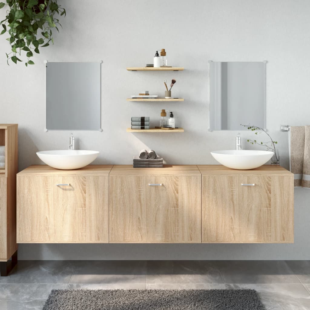 6-delige Badkamermeubelset bewerkt hout eikenkleurig is nu te koop bij PeponiXL, paradijselijk wonen!