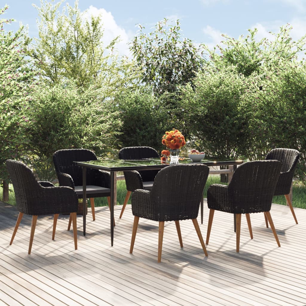 7-delige Tuinset met kussens zwart is nu te koop bij PeponiXL, paradijselijk wonen!