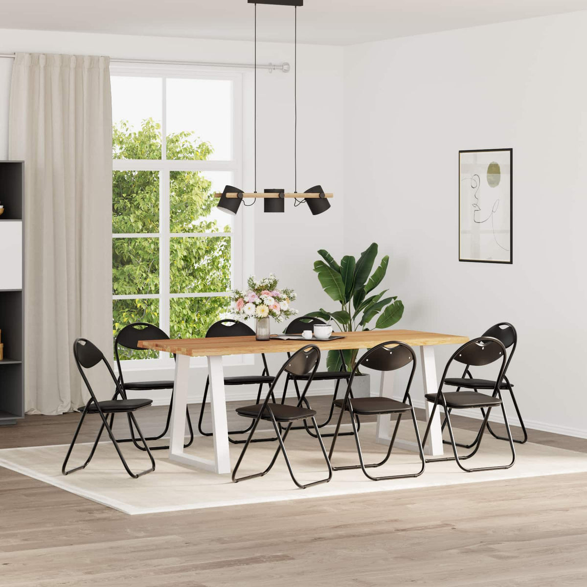Inklapbare stoel 8 pcs Zwart 48 x 43,5 x 81 cm Nep Leer is nu te koop bij PeponiXL, paradijselijk wonen!
