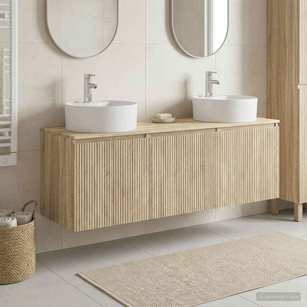 Badkamerkastenset 3 st Sonoma Eiken 49,5 x 44,5 x 65 cm is nu te koop bij PeponiXL, paradijselijk wonen!