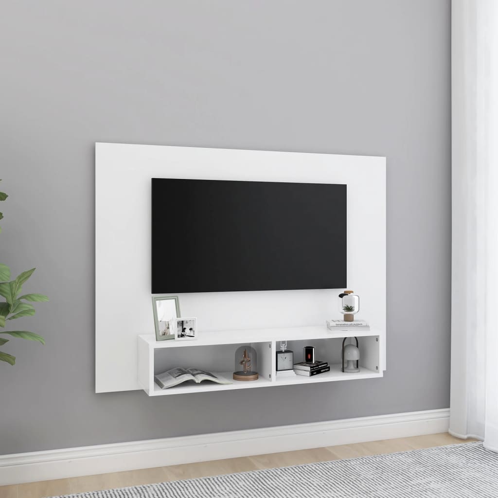 Tv-wandmeubel 120x23,5x90 cm bewerkt hout wit is nu te koop bij PeponiXL, paradijselijk wonen!