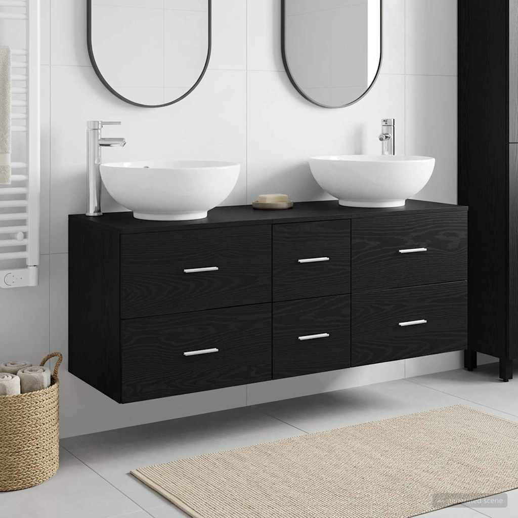 Badkamermeubelset 3 st Zwart 49,5 x 44,5 x 65 cm Bewerkt hout is nu te koop bij PeponiXL, paradijselijk wonen!