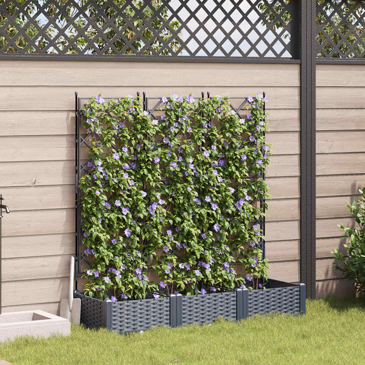 Tuin Bloempot 3 pcs Grijs 120 x 40 x 125,5 cm Kunststof is nu te koop bij PeponiXL, paradijselijk wonen!