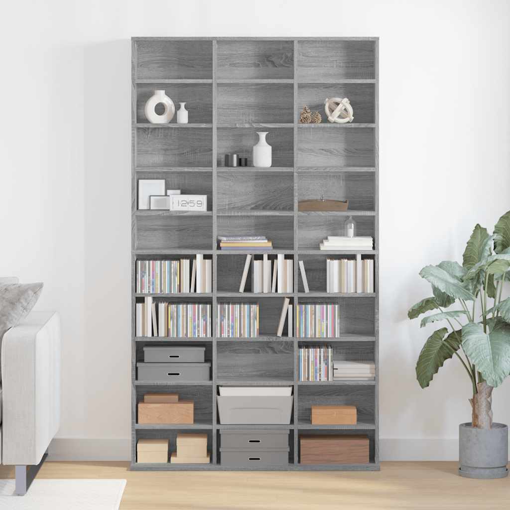 Cd-kast 102x23x177,5 cm bewerkt hout grijs sonoma eikenkleurig is nu te koop bij PeponiXL, paradijselijk wonen!